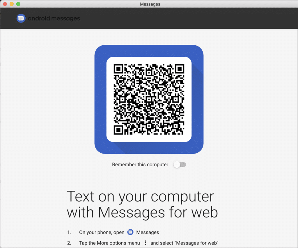 Messages For Web, QR code scan not working for chrome