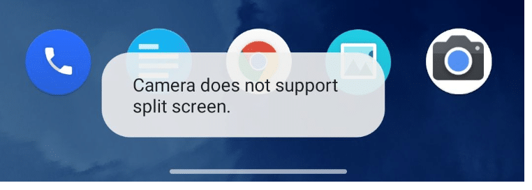why my oneplus phone says “Camera does not support split screen”