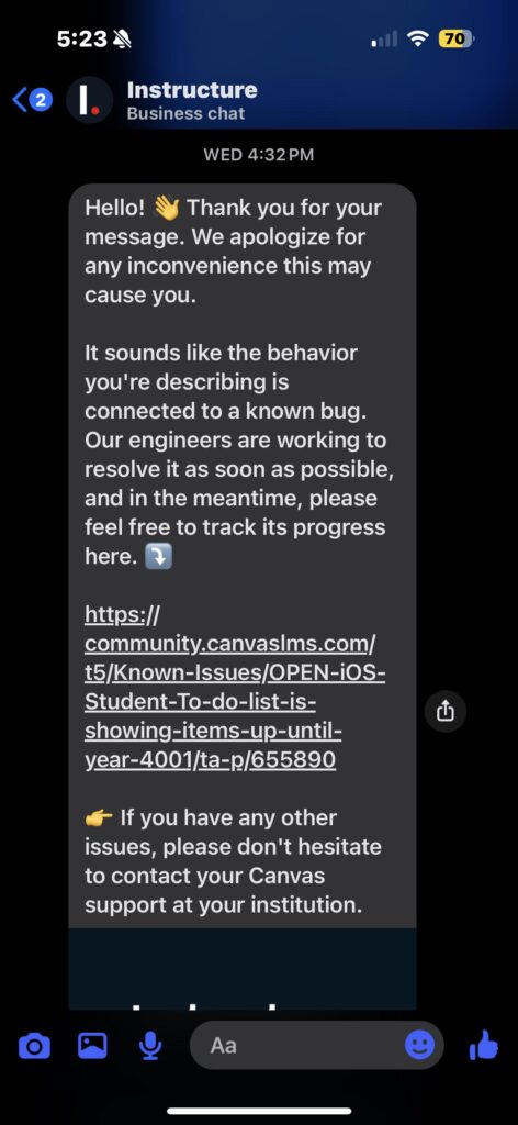 why is my canvas to do list not working 2025