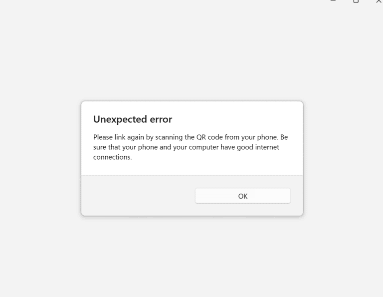 Fix: WhatsApp App Not Linking to WhatsApp Desktop — “Unexpected Error” on iPhone and Windows